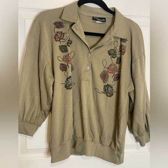 VINTAGE! FLORAL PRINT BUTTON DOWN TOP - Picture 5 of 8